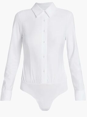 Commando White Long-Sleeve Button Front Bodysuit